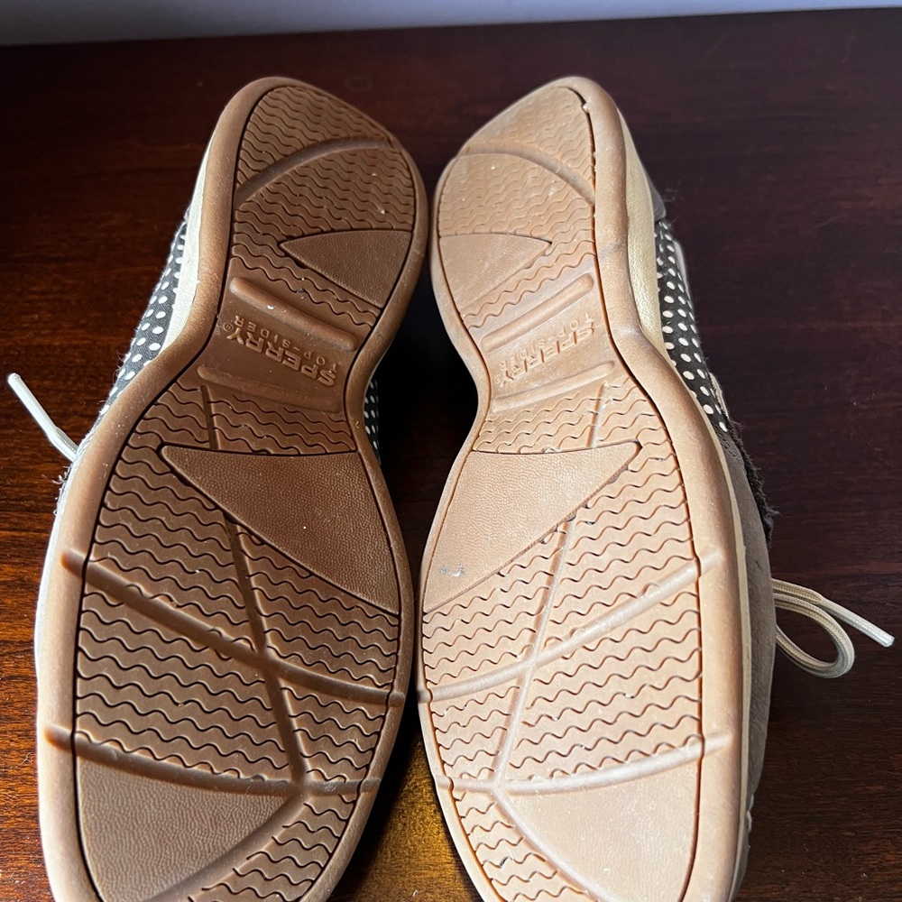 Sperry Gray Boat Shoes Women's size 7 Polka Dot Accent GUC - Picture 7 of 7
